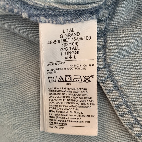 GAP Chambray Puff Sleeve Shirt Dress Large TALL - Picture 4 of 9